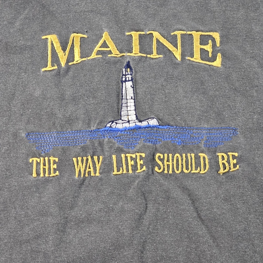 Maine The Way Life Should be Gray Short Sleeve Cotton T-Shirt Men's XL - Picture 3 of 7